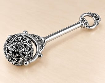 Original Victorian Style Spinning Baby Rattle  925 Sterling Silver English Hallmarks