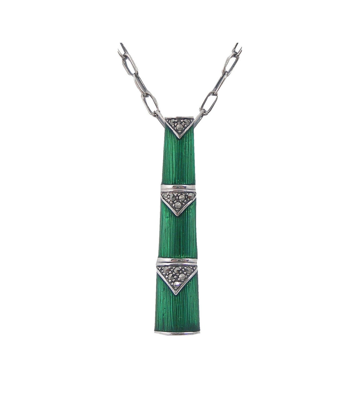 Multicolor - Handcrafted German Silver Pendant Bamboo Necklace with Black & Red Beads main image 1