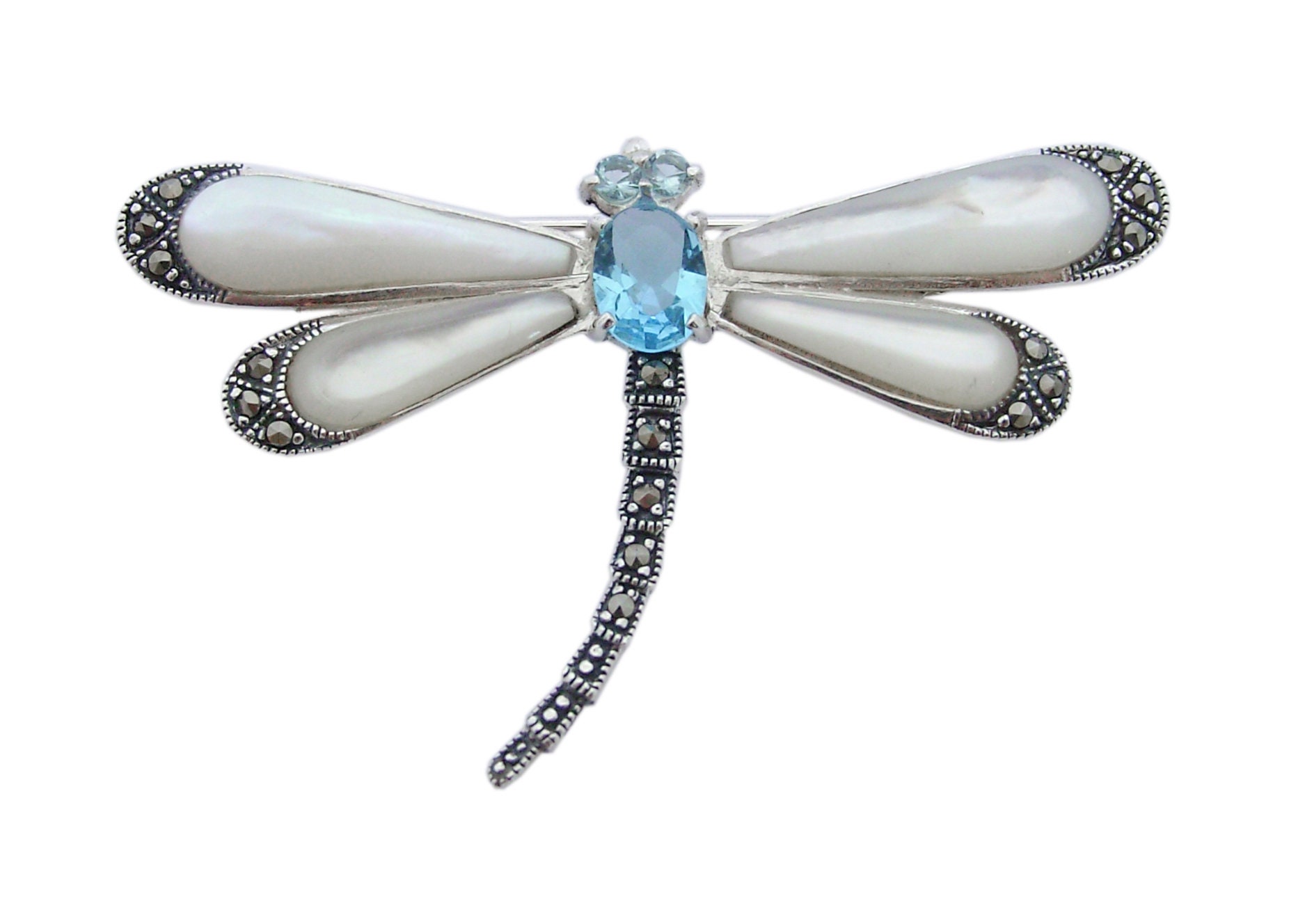 トンボのピンブローチ アールデコスタイル 925スターリングシルバー