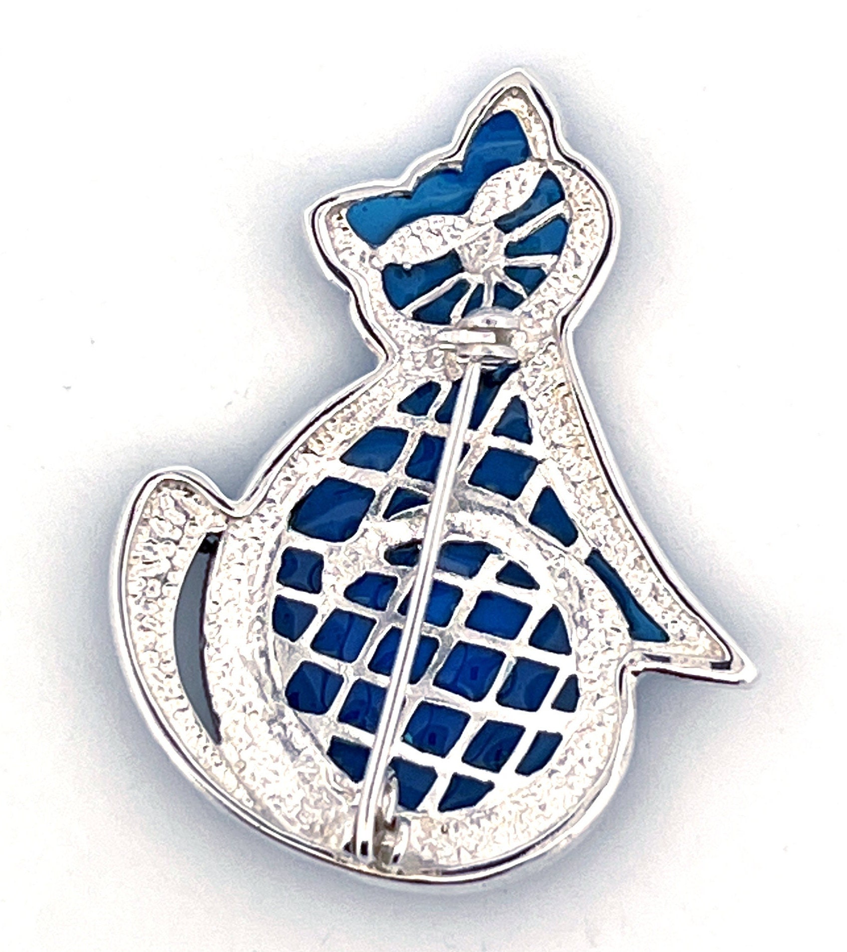 Broche En Argent Art Déco Représentant Un Chat - Occasion Vintage