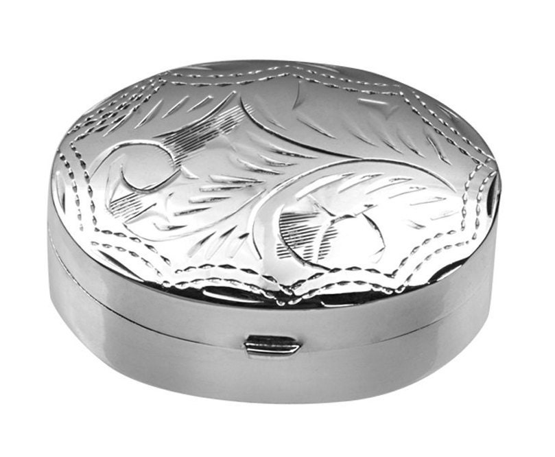 彫刻・オブジェ Vintage London Hallmark 1984 Pill Box British hallmark sterling silver London top ornament trinke