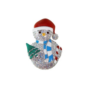 Weihnachten Schneemann Pin Brosche rhodinierte Metalllegierung mit Juwelier Emaille und funkelnden tschechischen Kristallen durch JewelAriDesigns