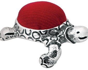 Tortoise Turtle Pincushion Victorian Style 925 Sterling Silver English Hallmarks