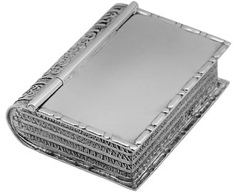Book Pill Box Antique Style 925 Sterling Silver English Hallmarks By JewelAriDesigns