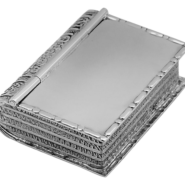 Book Pill Box Antique Style 925 Sterling Silver English Hallmarks By JewelAriDesigns