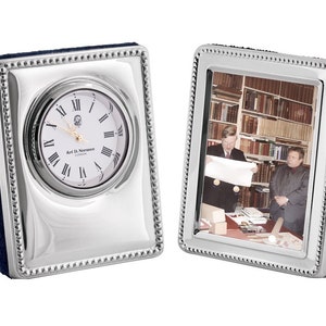 Miniature Clock And Frame Set 925 Sterling Silver English Hallmarks By JewelAriDesigns