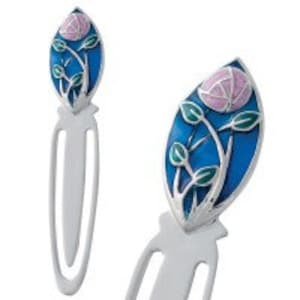 Mackintosh Design Bookmark Rhodium Plated Metal Alloy With Enamel By JewelAriDesigns