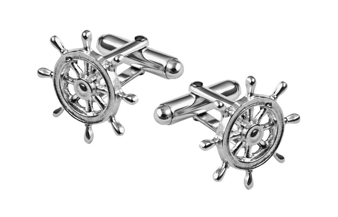 Ship's Wheel Cufflinks Sterling Silver 925 Hallmarked by