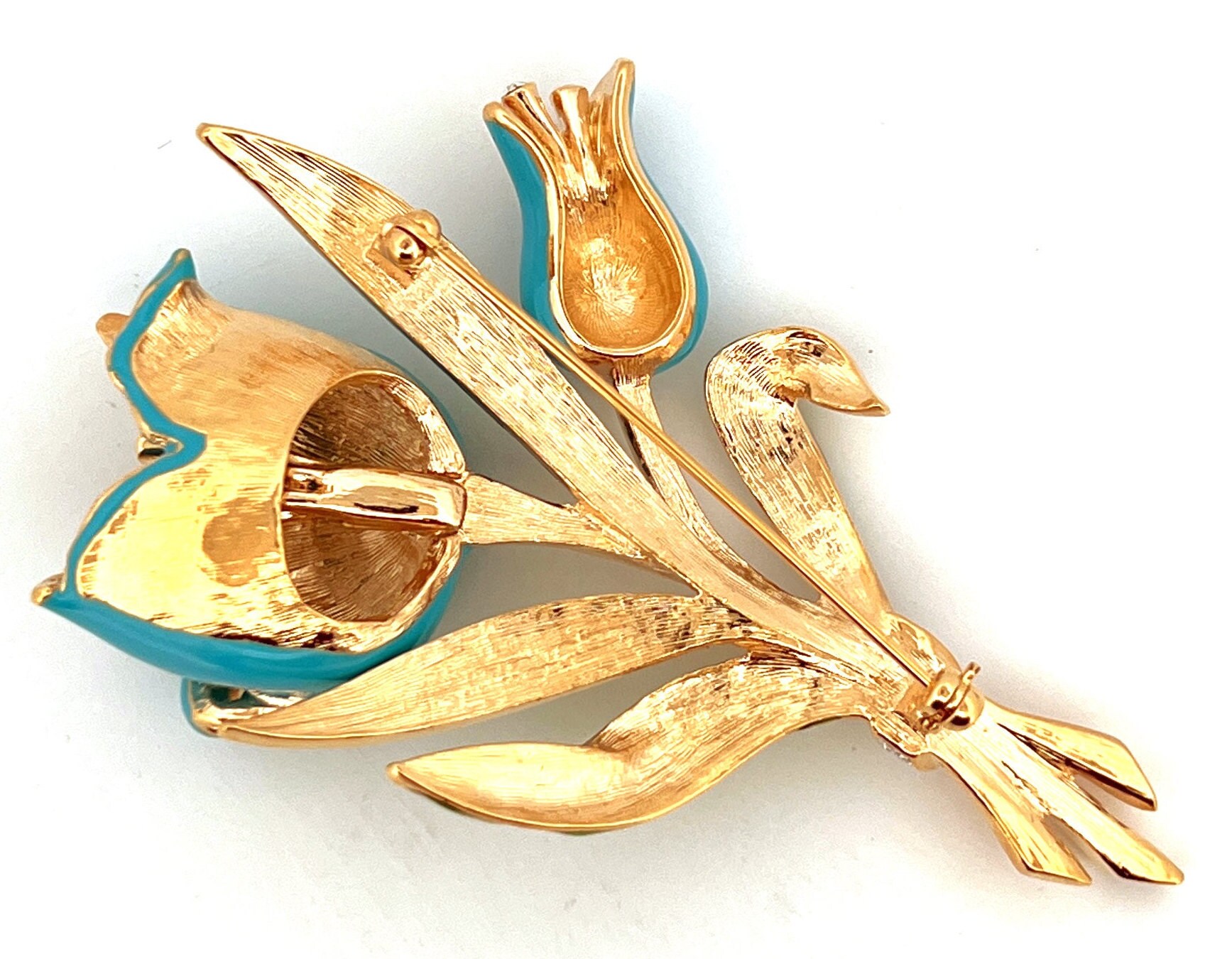 Broche Cristal Plaqué Or - Style Art Déco - Occasion En Très Bel état