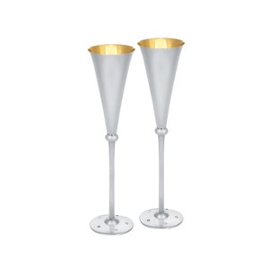 Pair Of Champagne Flutes 925 Sterling Silver English Hallmarks By JewelAriDesigns