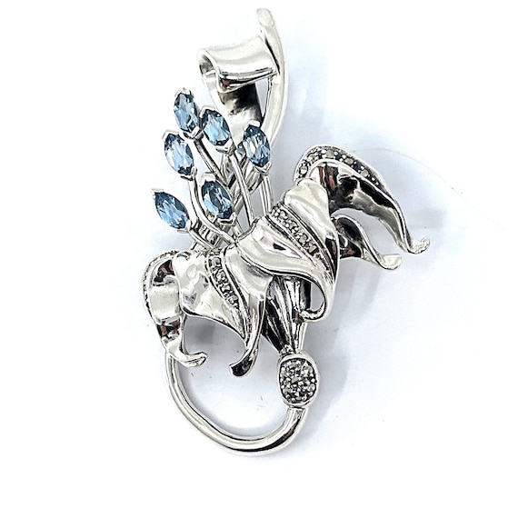 アールヌーボースタイルのフローラルブローチピン、925スターリング