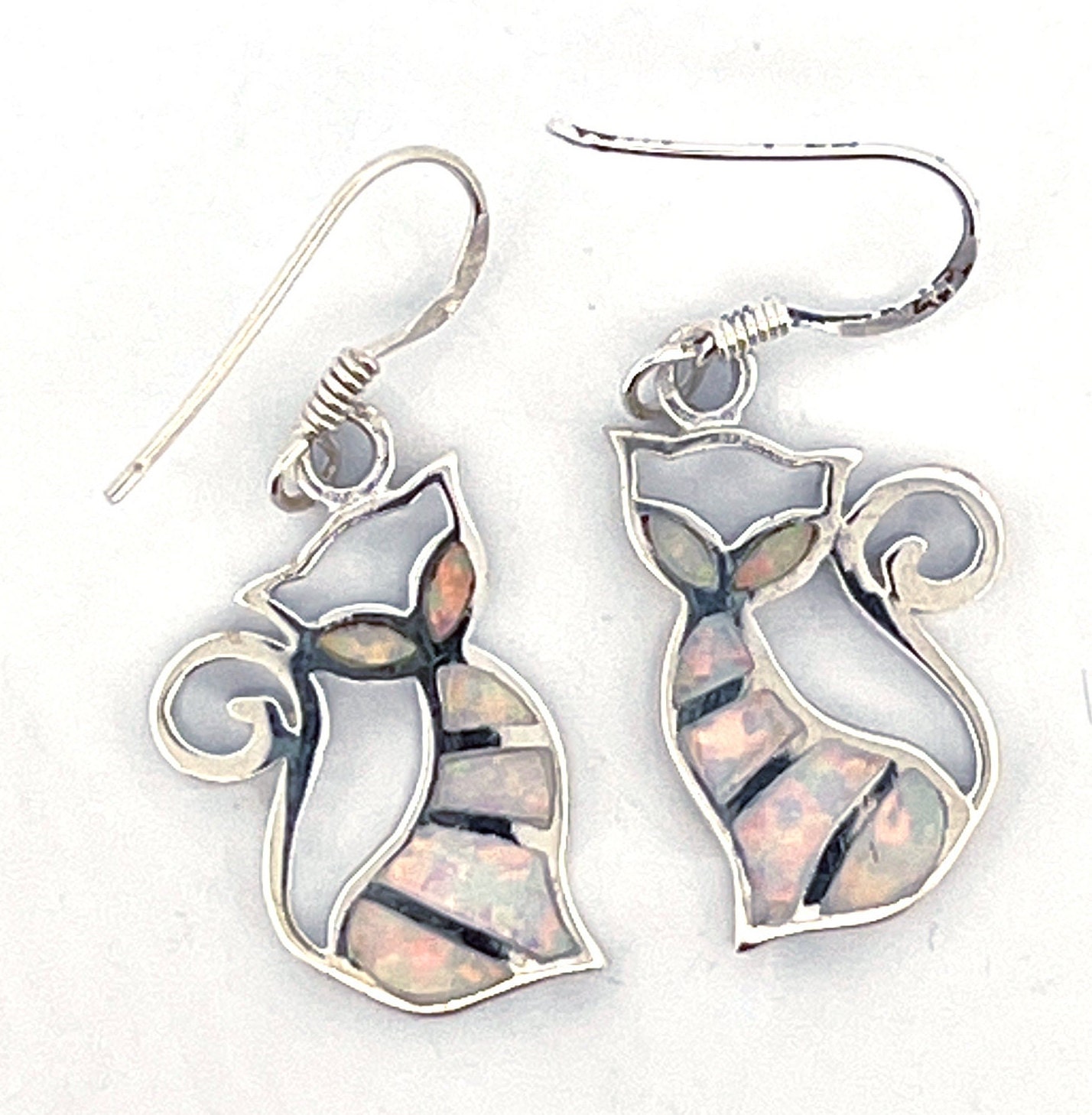 Bellitia Jewelry Orecchini a Bottone in Argento Sterling 925 Placcato Oro Bianco con Gatto per Donne Ragazze, Pietra di Luna & CZ Diamante Regalo di Gioielli per Figlia Amanti dei Gatti