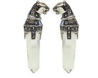Namana Orecchini Pendente Pantera In Argento 925 Con Zirconi E Occhi Verdi – Gioiello Donna Elegante E Senza Tempo