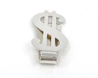 Dollar Sign Money Clip 925 Sterling Silver English Hallmarks