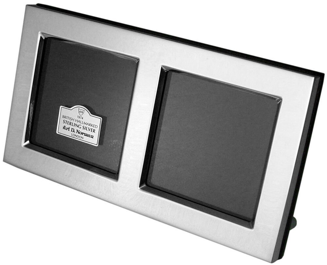 Double Picture Photo Frame Sterling Silver With Wooden Back 2