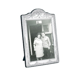 Classic Photo Frame Victorian Style 925 Sterling Silver English Hallmarks With Blue Velvet Back By JewelAriDesigns