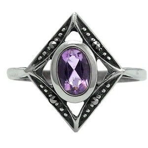 Ring mit Markasit Und Amethyst 925 Sterlingsilber Von JewelAriDesigns