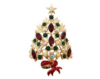 Spilla per albero di Natale in cristallo placcato oro Jewellery of London