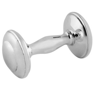 Dumbbell Baby Rattle Art Deco Style 925 Sterling Silver English Hallmarks By JewelAriDesigns