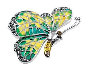 Schmetterling Anstecknadel Jugendstil Anstecknadel aus 925 Sterling Silber