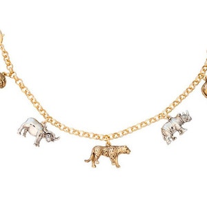 Safari Animal Big Five Charm Bracelet Gold & Rhodium Plated Metal Alloy By JewelAriDesigns