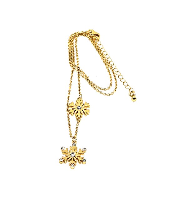 Collana con fiocco di neve di Natale in argento sterling 925 placcato oro con cristalli cechi di JewelAriDesigns - Italia