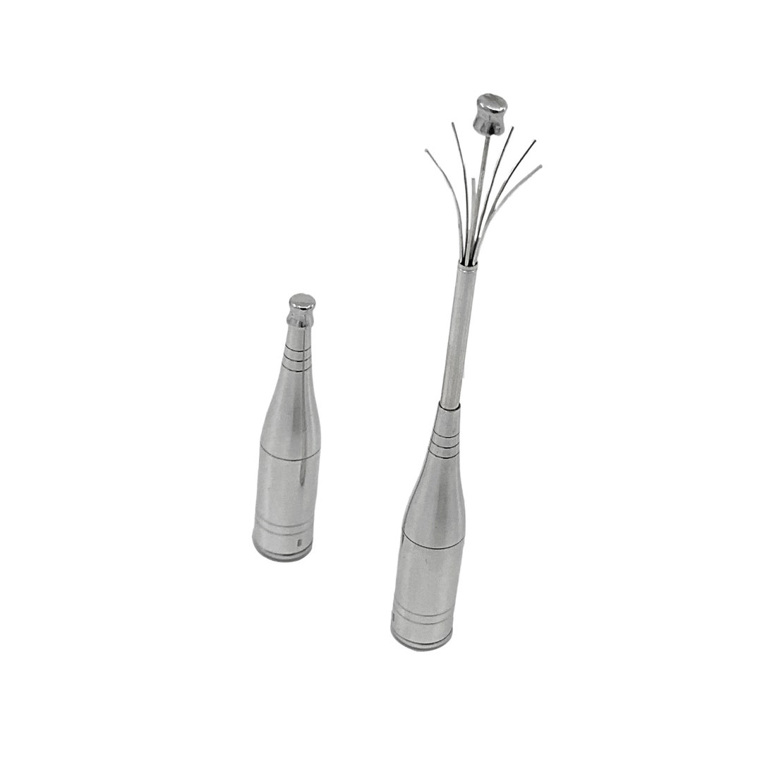 Champagne Bottle Swizzle Stick 925 Sterling Silver English Hallmarks by