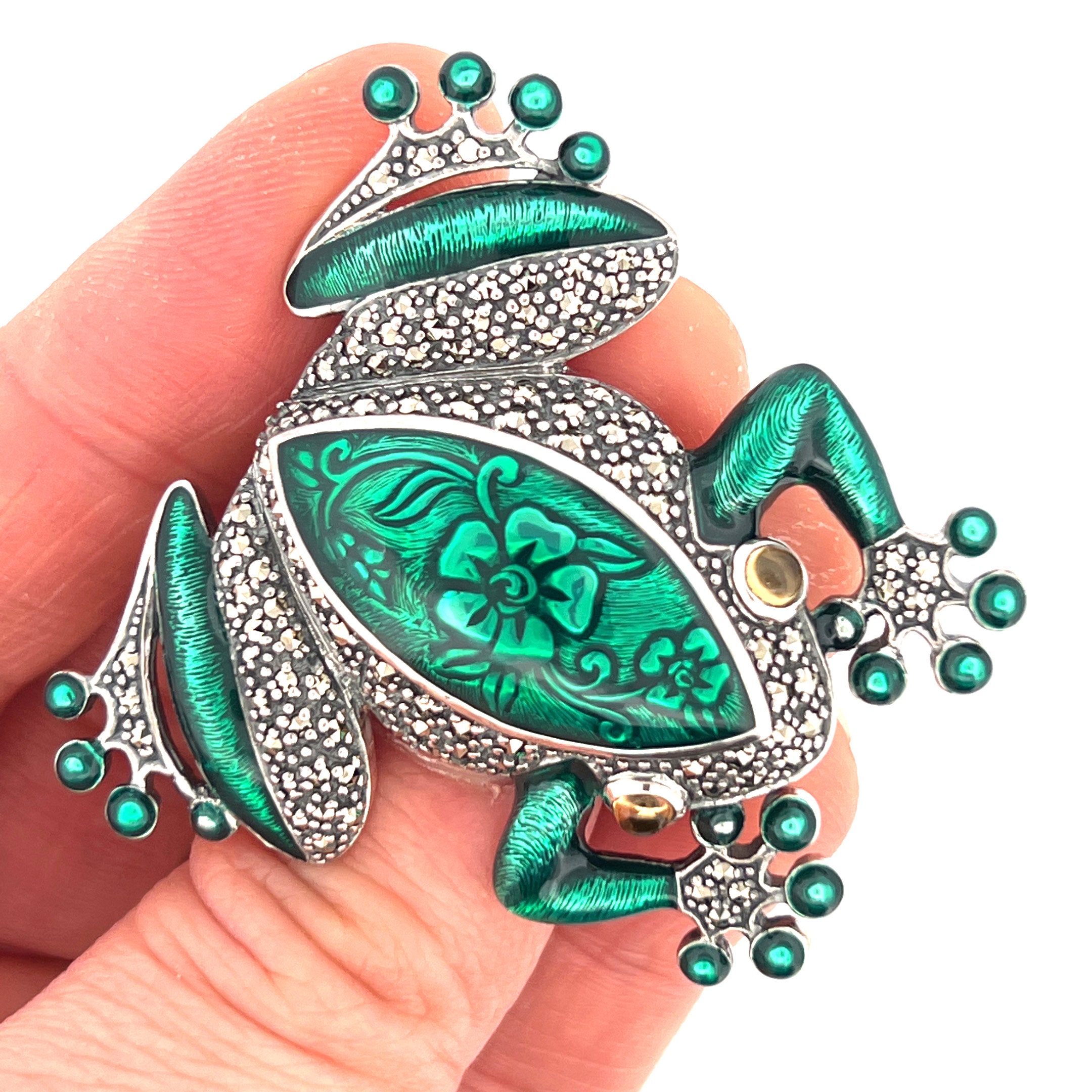 Frog Pin Brooch Art Nouveau Style 925 Sterling Silver Frog Pin Brooch Art Nouveau Style 925 Sterling Silver