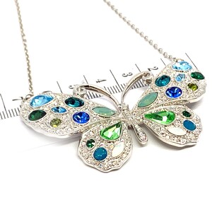 Butterfly Choker Necklace Rhodium Plated Metal Alloy Set With Sparkling Czech Crystals On 16&quot; Chain By JewelAriDesigns