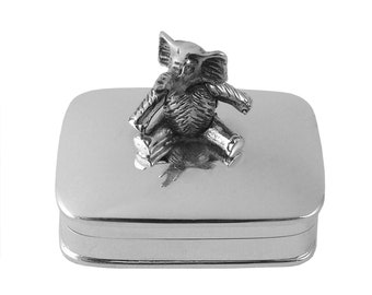 Pillendose aus Sterlingsilber mit sich bewegendem Elefant