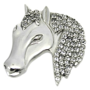 Horse Head Pin Brooch 925 Sterling Silver English Hallmarks Set With Czech Crystals By JewelAriDesigns