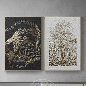 Luxury Gold Silver Series, Wall Art Printable, Digital Print Poster, 3D Golden tree, Gold Annual ring ,Tree ring, set of 2, 2 pieces artwork