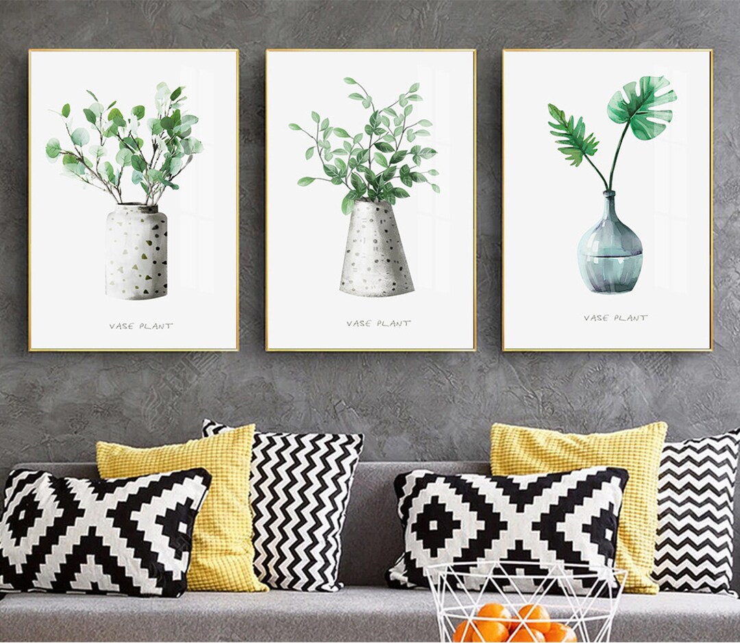 Green Leaf Wall Art Printable Botanical Nature Herbs Canvas Etsy