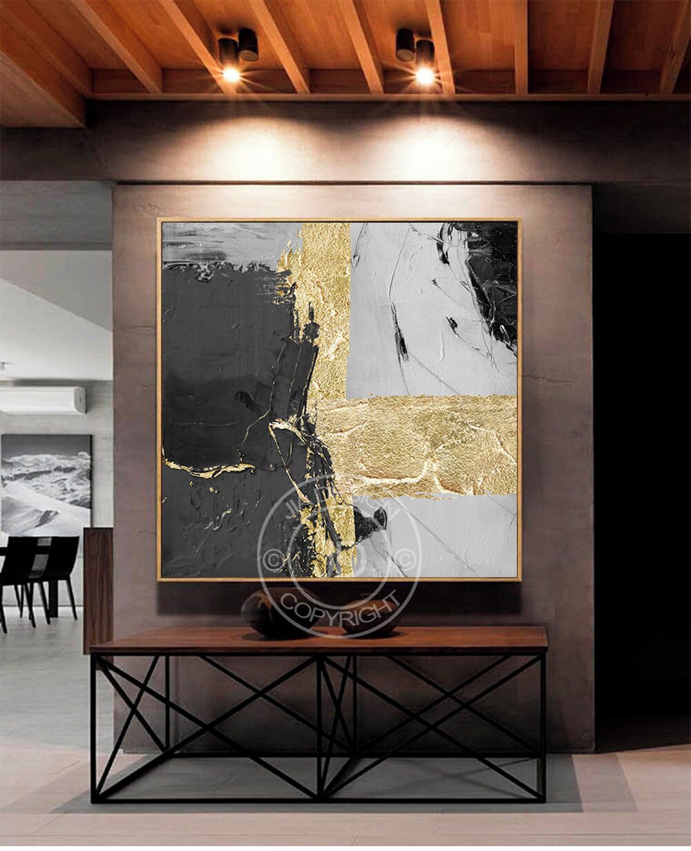Gold & Black Painting Printable Large Abstract Painting Etsy