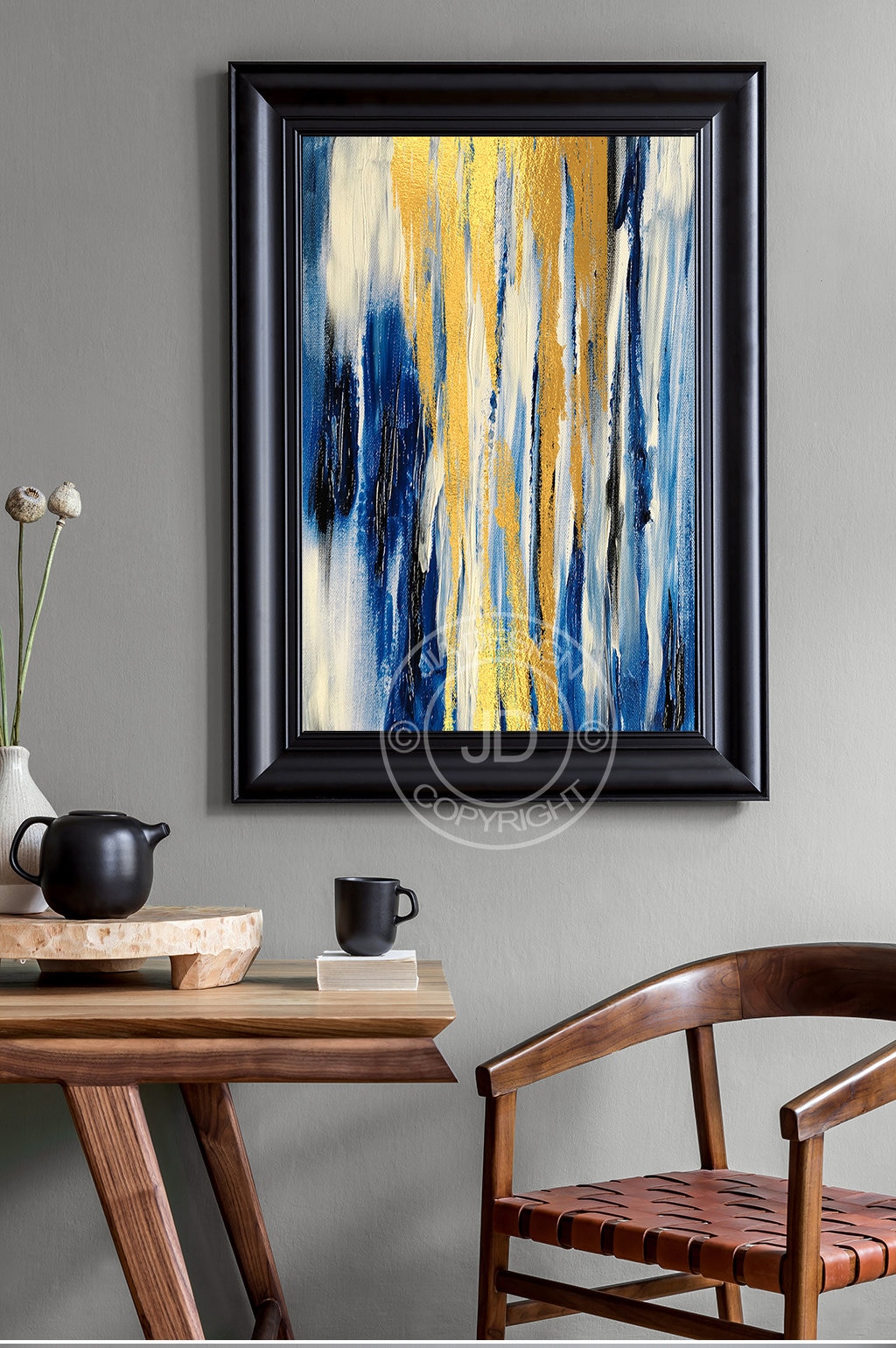 Instant Download Printable, Modern Abstract Gold Navy Blue White Large ...