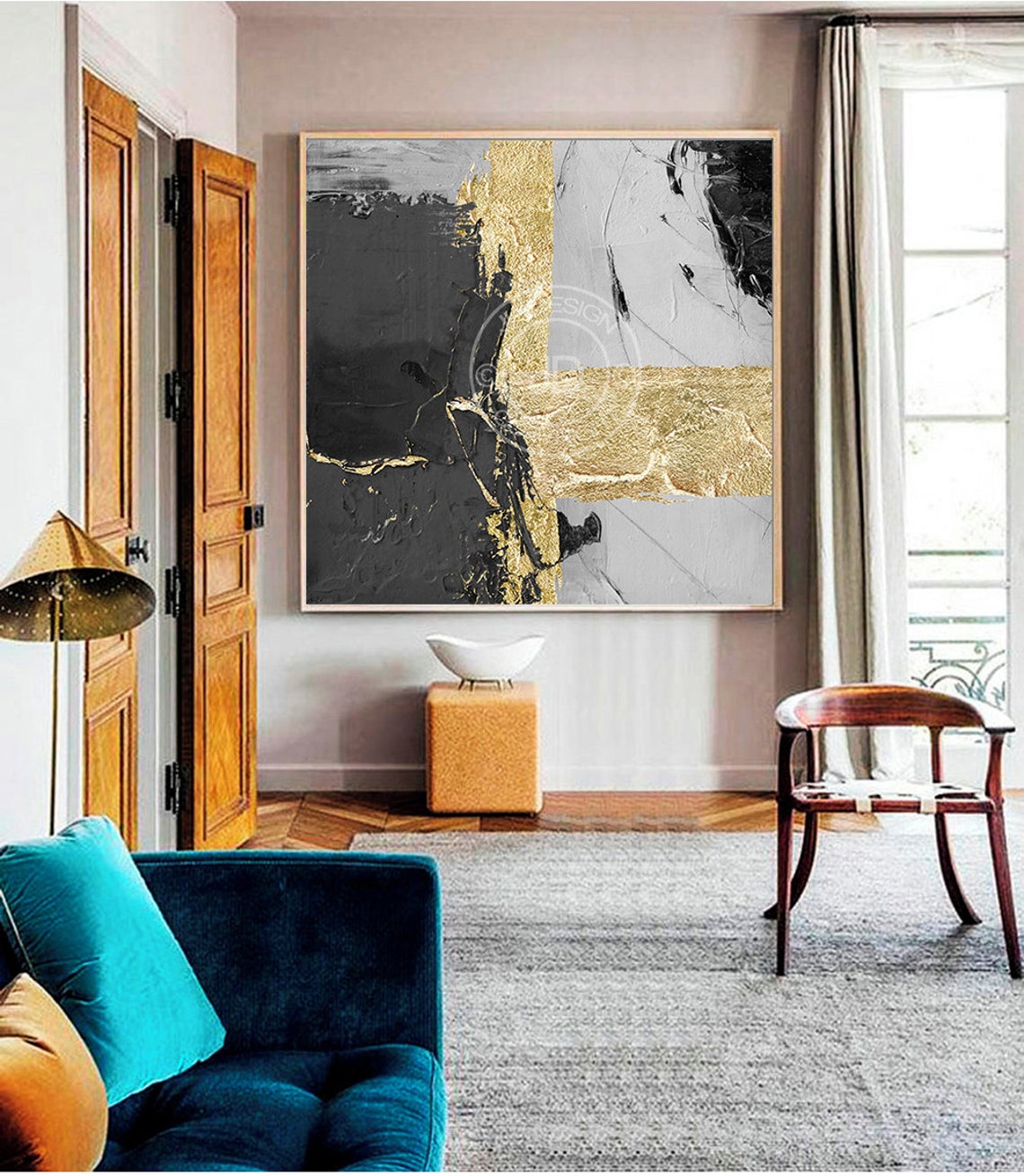 Gold & Black Painting Printable Large Abstract Painting Etsy