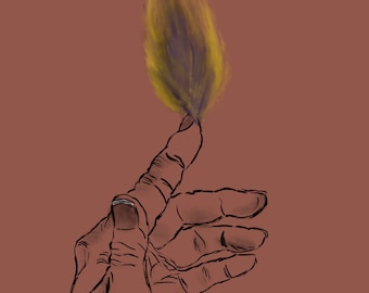 Hand mit Flamme Digitaldruck