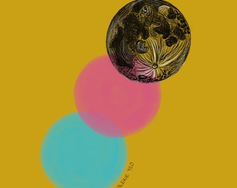 Moon with Circles Digital Print