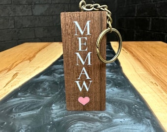 Handmade Blackwalnut Memaw / Papaw Keychain ~ made one at a time ~ epoxy filled engravings ~ FREE SHIPPING