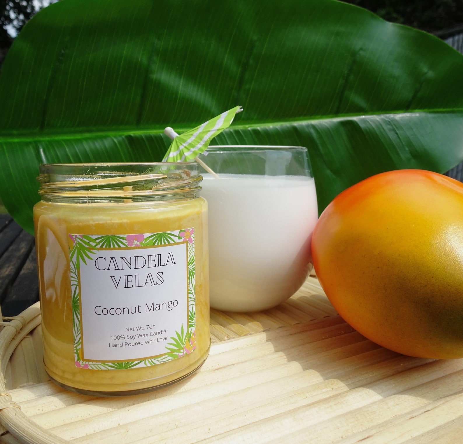 Coconut Mango Scented Candle Soy Candle Hand Made Candle Etsy