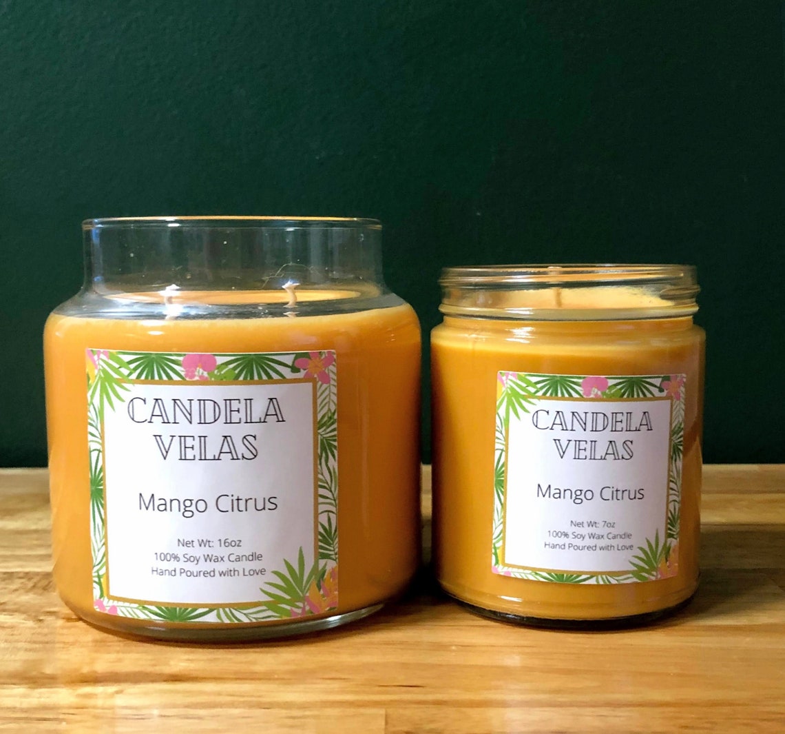 Mango Citrus Scented Candle Soy Candle Hand Made Candle Etsy