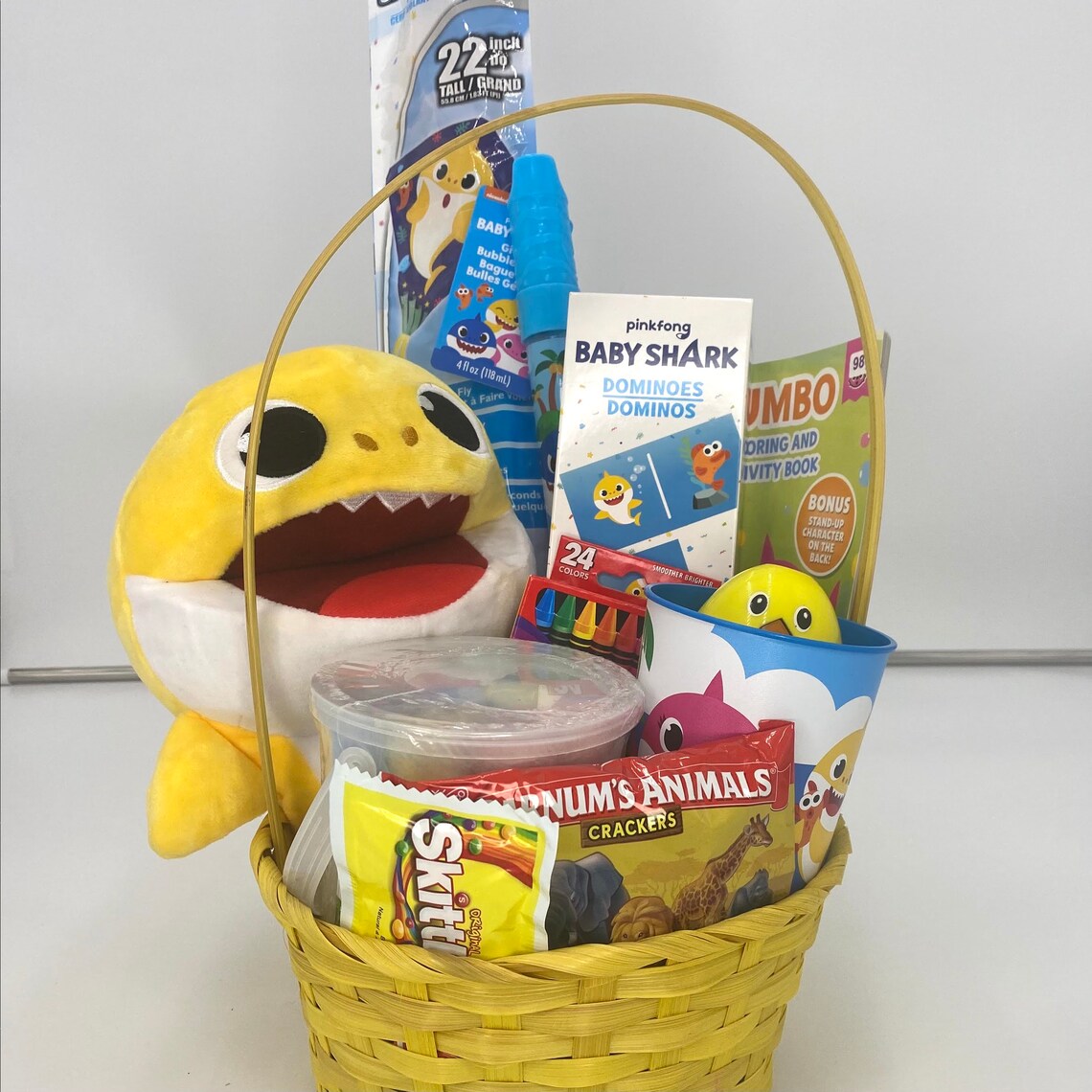 Baby Shark Field Easter Basket Yellow Pink Or Blue Etsy