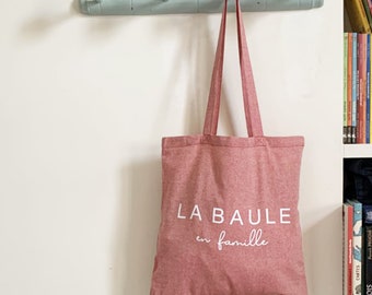 Bag tote bag shopping bag custom cotton La Baule with family chambray coral