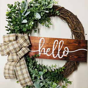 Autumn Fall Summer Wreath, Grapevine Wreath, Every Day Wreath, Eucalyptus and Lambs Ear Wreath, Farmhouse Wreath, Hello Wreath, Rustic