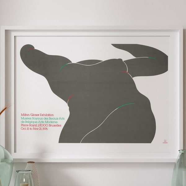 Black Nude for Musées Royaux Bruxelles, 1976 by Milton Glaser, High Quality Art Print 12x18"