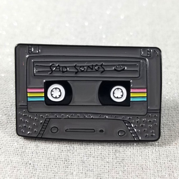 Sad Songs Tape Enamel Pin for Laptop Bag, Backpack, Jacket, Guitar Case, Hat, Purse