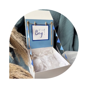 Scatola regalo per neonato, annuncio del parto, regalo personalizzato per neonato, scatola per rivelazione del sesso del bambino, annuncio di gravidanza, scatola regalo magnetica, bandiere
