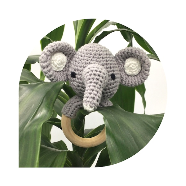 Elephant Baby Gift, Crochet Baby Teether, Baby Shower Gift Elephant, Gender Neutral, Soft Baby Toys, Elephant Gifts, Teething Ring, Rattle