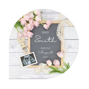 Easter Pregnancy Announcement, Spring Baby Girl Reveal, Mother to be, Social Media Pregnancy Reveal, Editable Letter Board, Digital Reveal