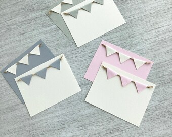 Handmade Baby Shower Thank You Cards, Linen Finish, Set of 6